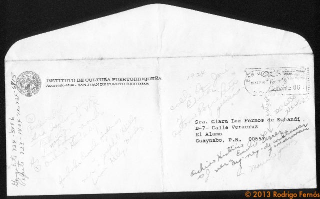 sobre (carta de Ricardo Alegría)