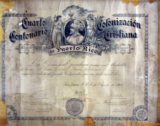 Reconocimiento en el Cuarto Centenario de la Colonizacion Cristiana