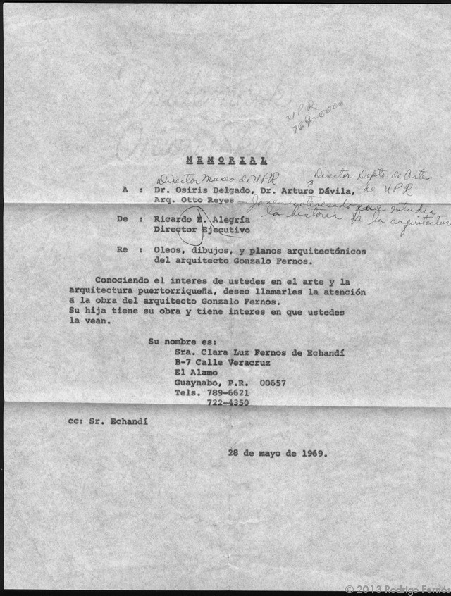 R Alegria (Inst.Cult.PR) letter
